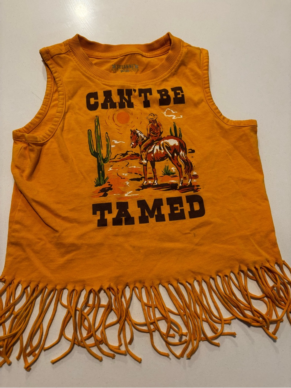 Shyanne Can't Be Tamed Mustard Yellow Fringe Tank Top - Kids
